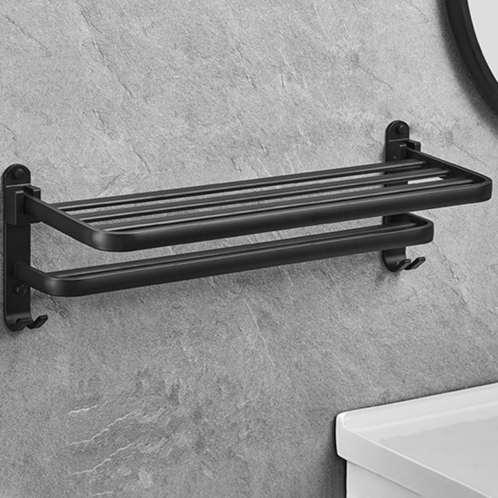Lisslune | Matt Black 5-piece Modern Bathroom Accessory Set with Shelf/Tower Bar & Paper Holder