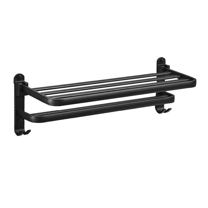 Lisslune | Matt Black 5-piece Modern Bathroom Accessory Set with Shelf/Tower Bar & Paper Holder