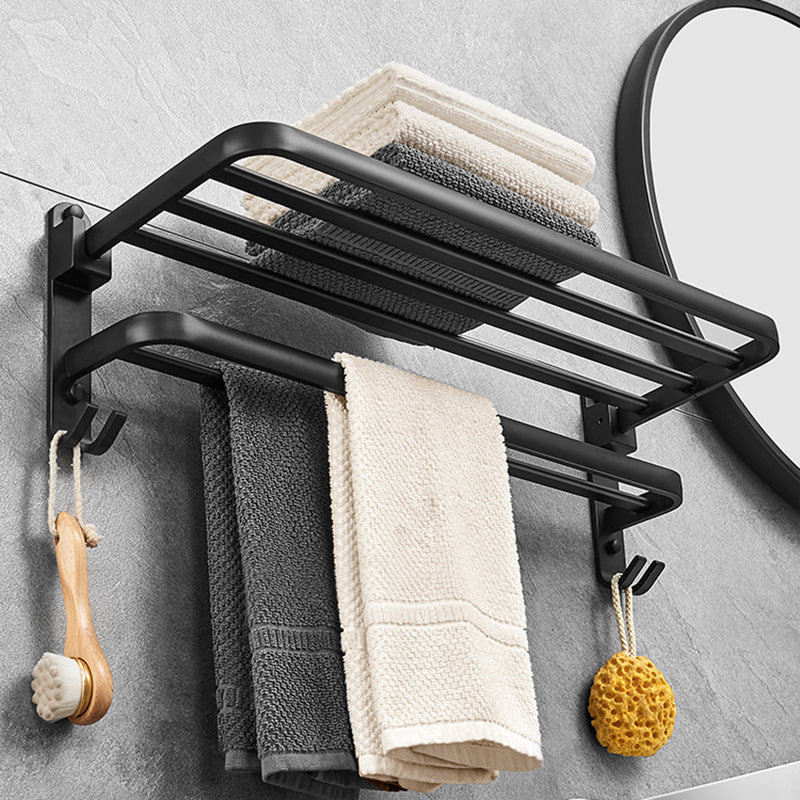 Lisslune | Matt Black 5-piece Modern Bathroom Accessory Set with Shelf/Tower Bar & Paper Holder