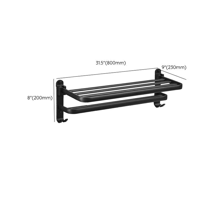 Lisslune | Matt Black 5-piece Modern Bathroom Accessory Set with Shelf/Tower Bar & Paper Holder