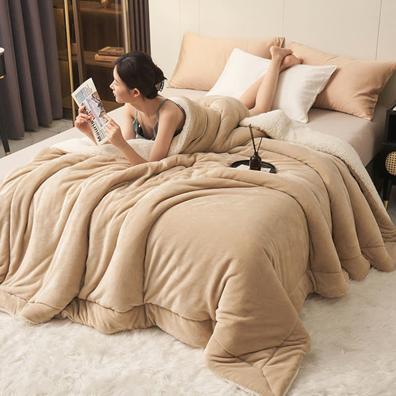 Lisslune | Solid thick double-sided velvet cube blanket
