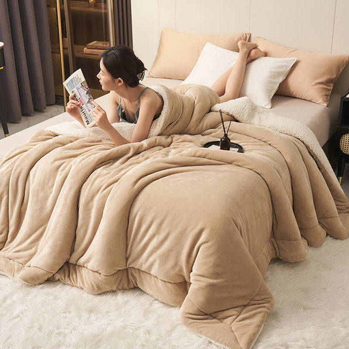 Lisslune | Solid thick double-sided velvet cube blanket