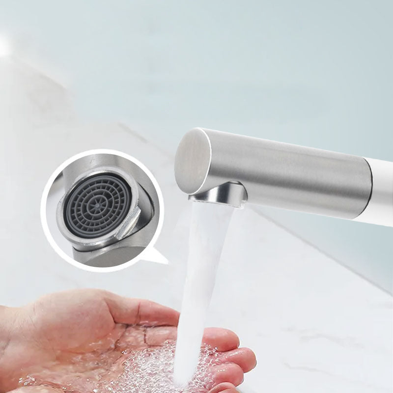 Lisslune | Modern Vessel Sink Faucet Stainless Steel Single Handle Low Arc Pull Down Vessel Faucet