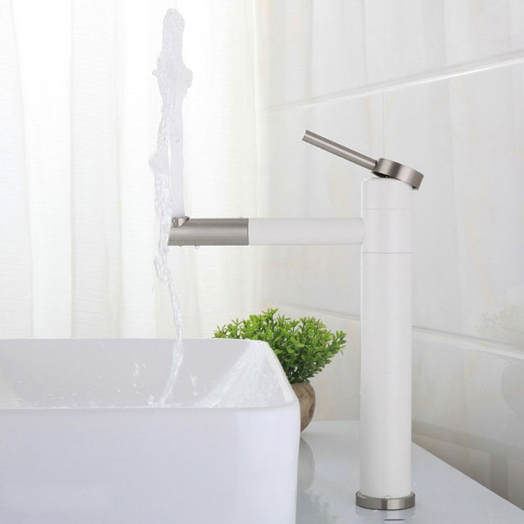 Lisslune | Modern Vessel Sink Faucet Stainless Steel Single Handle Low Arc Pull Down Vessel Faucet
