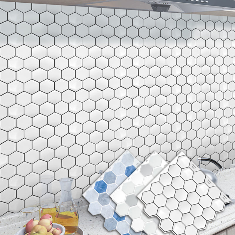 Lisslune | Peel-and-Stick Tiles Hexagonal Waterproof PVC Peel & Stick Mosaic Tile for Shower