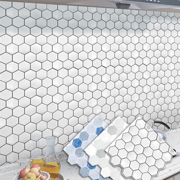 Lisslune | Peel-and-Stick Tiles Hexagonal Waterproof PVC Peel & Stick Mosaic Tile for Shower