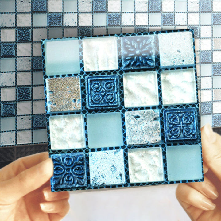 Lisslune | Peel & Stick Mosaic Tiles PVC Square Stain Resistant Peel and Stick Tiles 20-Pack