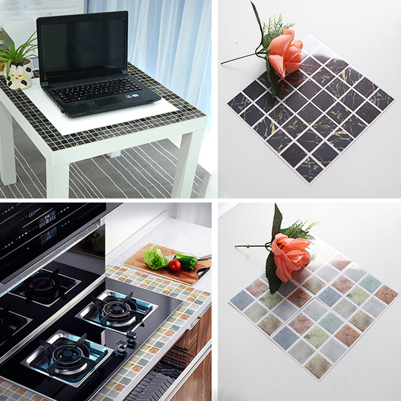Lisslune | Peel & Stick Mosaic Tiles PVC Square Stain Resistant Peel and Stick Tiles 20-Pack
