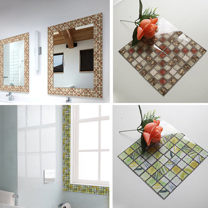Lisslune | Peel & Stick Mosaic Tiles PVC Square Stain Resistant Peel and Stick Tiles 20-Pack