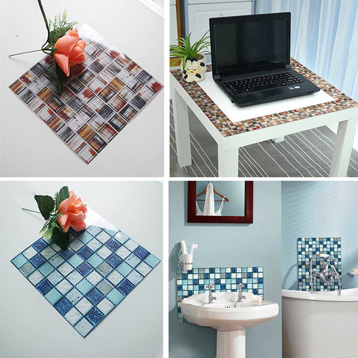 Lisslune | Peel & Stick Mosaic Tiles PVC Square Stain Resistant Peel and Stick Tiles 20-Pack