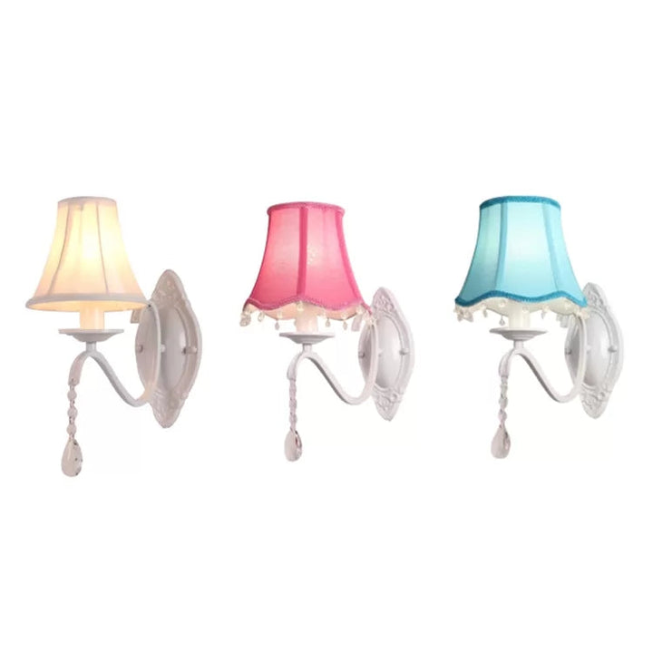 Skørter | Modern Flared Shadow Wall Lamp with Droplet-like Crystal Metal Wall Sconce for Girls Bedroom