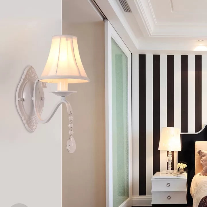 Skørter | Modern Flared Shadow Wall Lamp with Droplet-like Crystal Metal Wall Sconce for Girls Bedroom