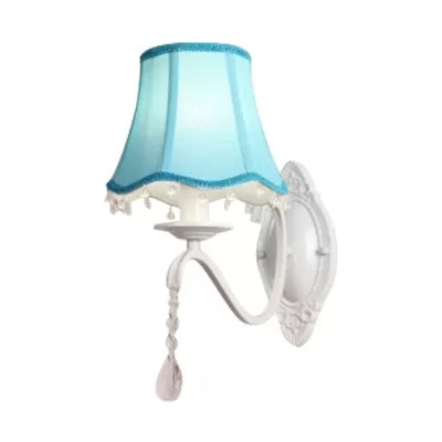 Skørter | Modern Flared Shadow Wall Lamp with Droplet-like Crystal Metal Wall Sconce for Girls Bedroom