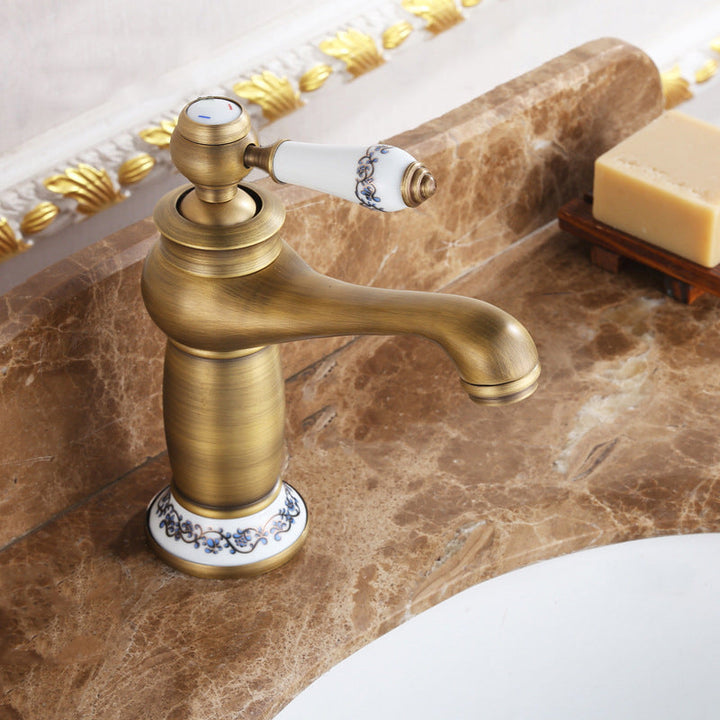 Lisslune | Low-Arch Country Vessel Faucet Single-Lever Brass Faucet for Bathroom