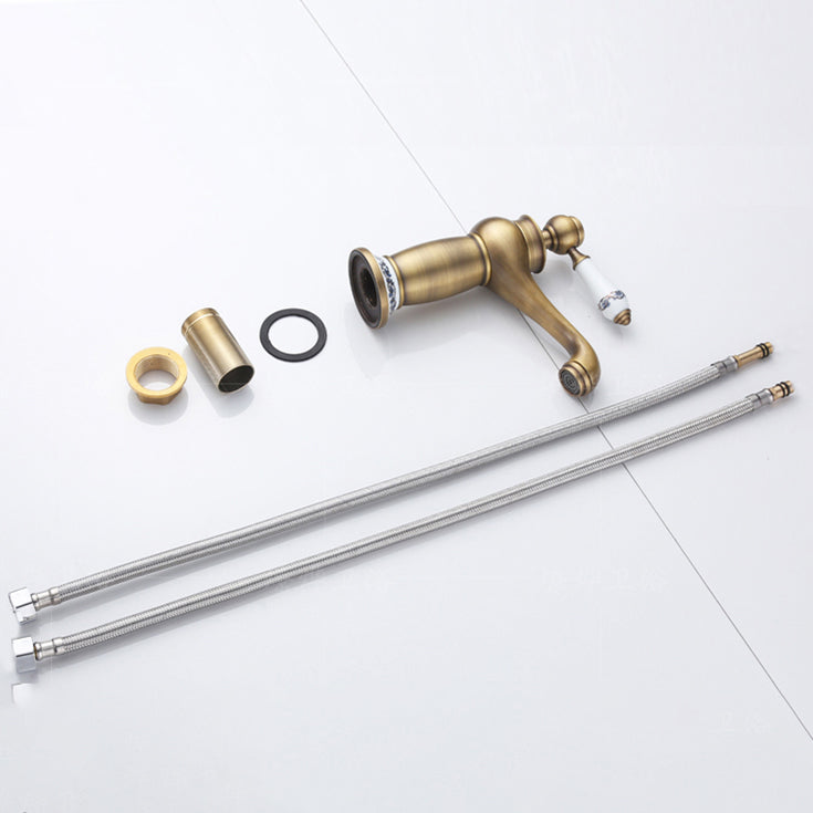 Lisslune | Low-Arch Country Vessel Faucet Single-Lever Brass Faucet for Bathroom