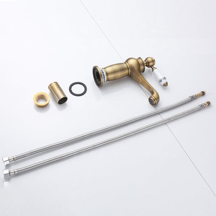 Lisslune | Low-Arch Country Vessel Faucet Single-Lever Brass Faucet for Bathroom
