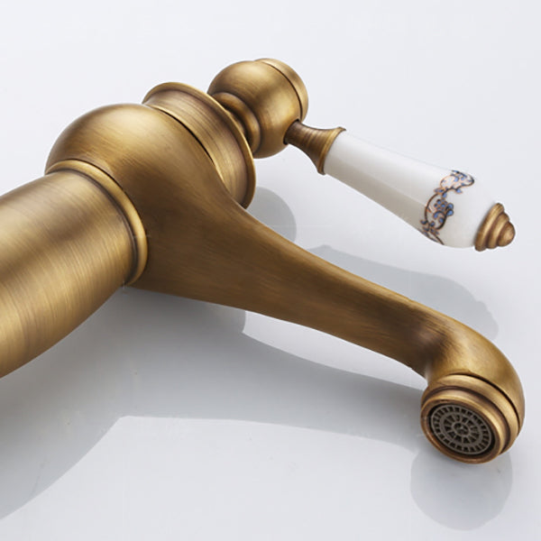 Lisslune | Low-Arch Country Vessel Faucet Single-Lever Brass Faucet for Bathroom