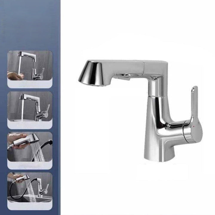 Lisslune | Modern Vessel Sink Faucet Copper Single Handle Pull Down Low Arc Vessel Faucet