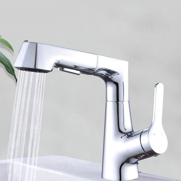 Lisslune | Modern Vessel Sink Faucet Copper Single Handle Pull Down Low Arc Vessel Faucet