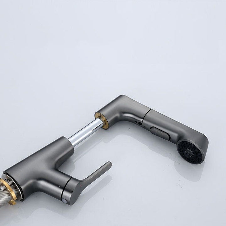Lisslune | Modern Vessel Sink Faucet Copper Single Handle Pull Down Low Arc Vessel Faucet