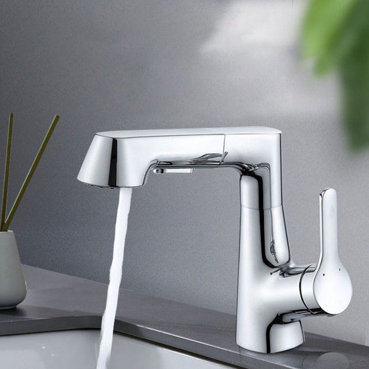 Lisslune | Modern Vessel Sink Faucet Copper Single Handle Pull Down Low Arc Vessel Faucet