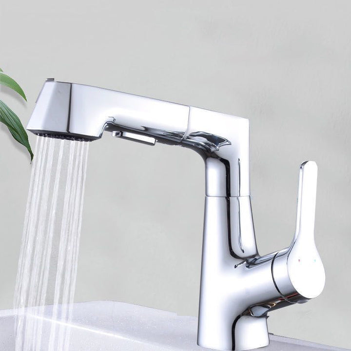 Lisslune | Modern Vessel Sink Faucet Copper Single Handle Pull Down Low Arc Vessel Faucet
