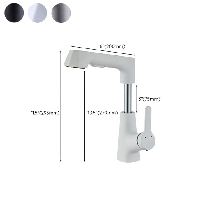 Lisslune | Modern Vessel Sink Faucet Copper Single Handle Pull Down Low Arc Vessel Faucet