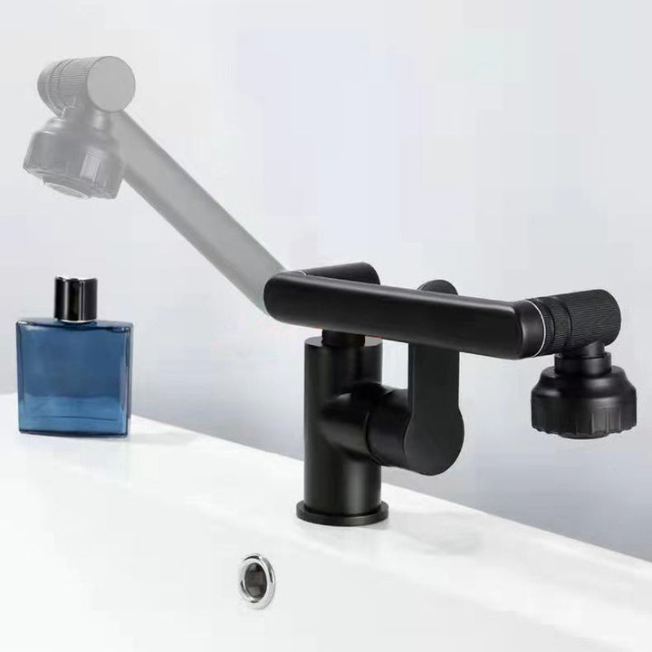 Lisslune | Modern sink faucet stainless steel lever handles swivel spout sink faucet
