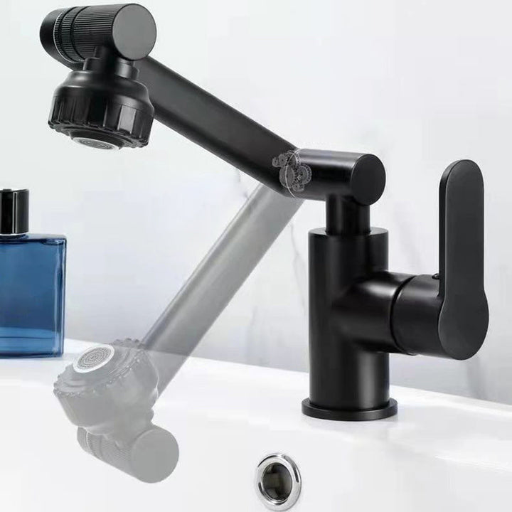 Lisslune | Modern sink faucet stainless steel lever handles swivel spout sink faucet