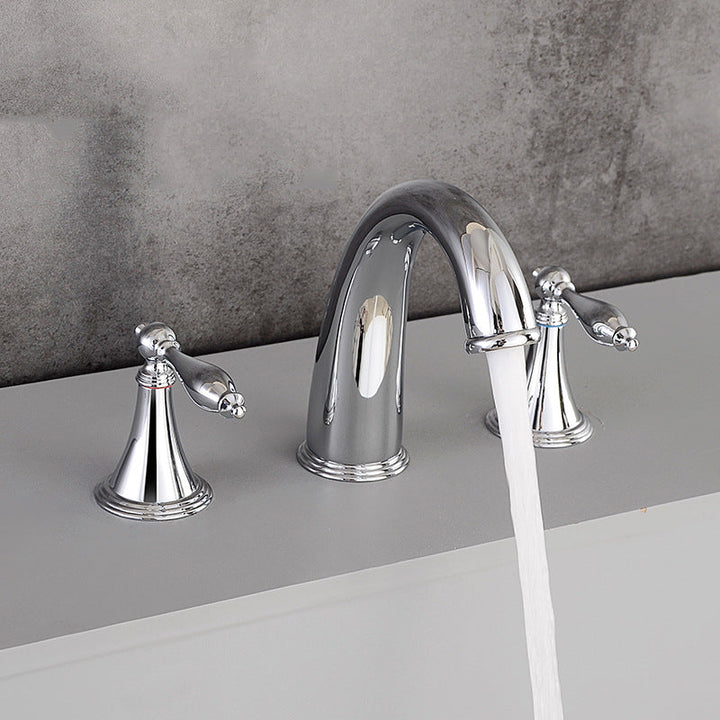 Lisslune | Modern widespread sink faucet Simple bathroom double handle faucet with lever handle