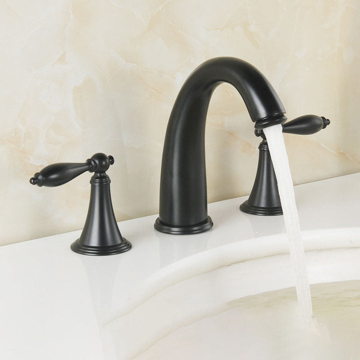Lisslune | Modern widespread sink faucet Simple bathroom double handle faucet with lever handle