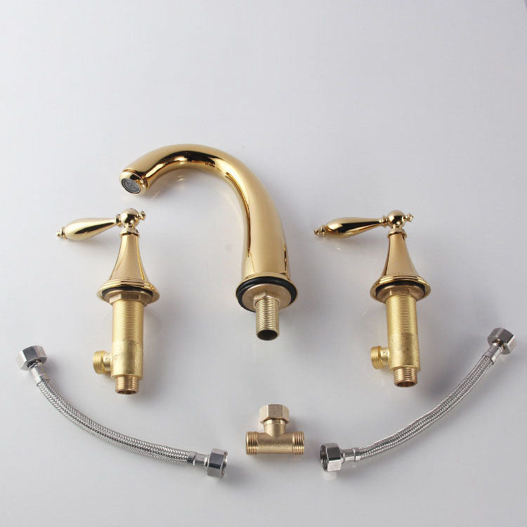 Lisslune | Modern widespread sink faucet Simple bathroom double handle faucet with lever handle
