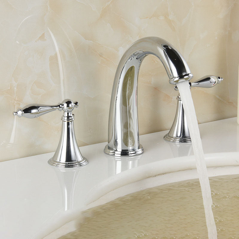 Lisslune | Modern widespread sink faucet Simple bathroom double handle faucet with lever handle