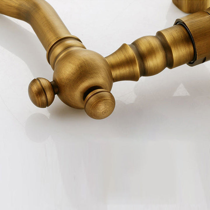 Lisslune | Vintage Bathtub Faucet with Two Cross Handles Made of Pure Copper Wall-Mounted Fixture