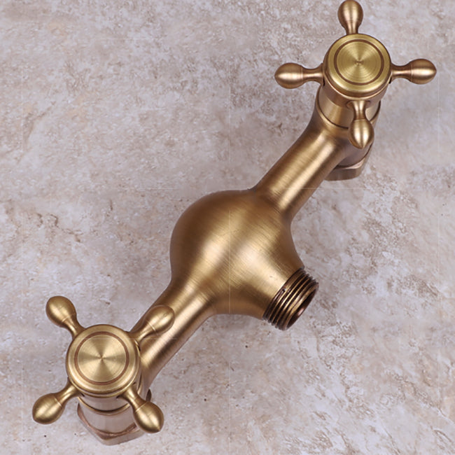 Lisslune | Vintage Bathtub Faucet Two Cross Handle Faucet Solid Copper Wall Mounted Faucet