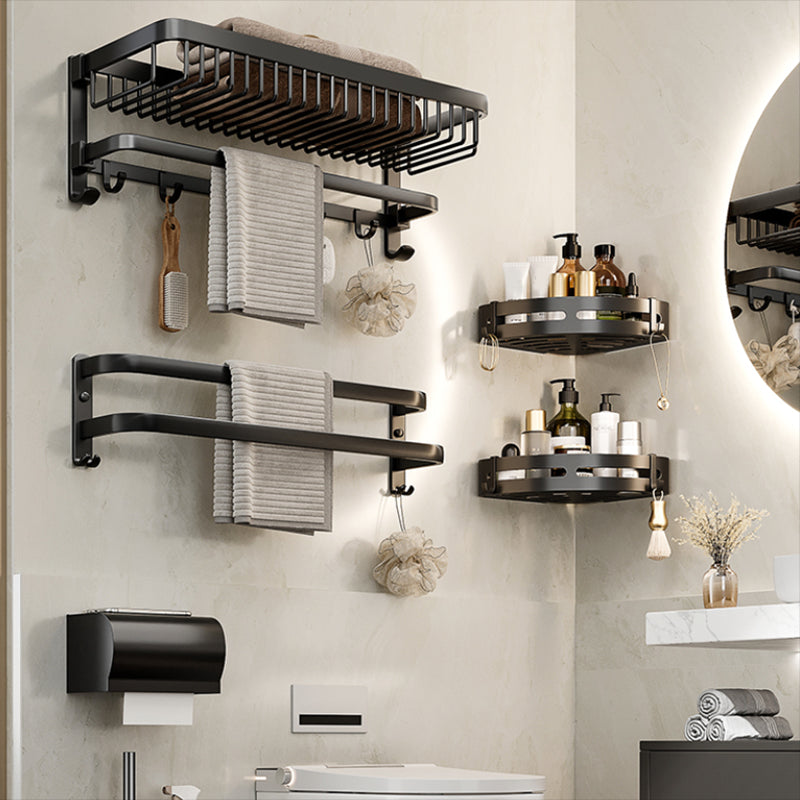 Lisslune | Modern Bathroom Accessories Set Black Bath Shelf Bath Accessories Set