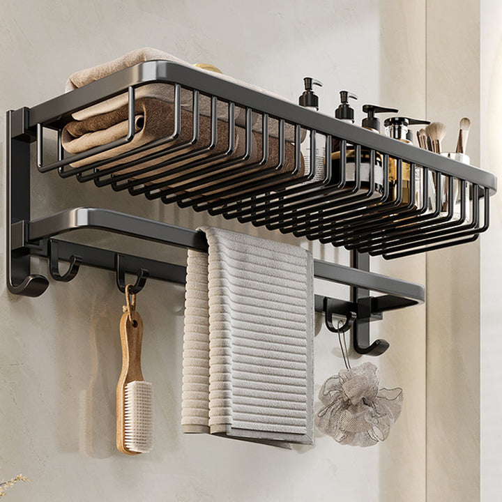 Lisslune | Modern Bathroom Accessories Set Black Bath Shelf Bath Accessories Set