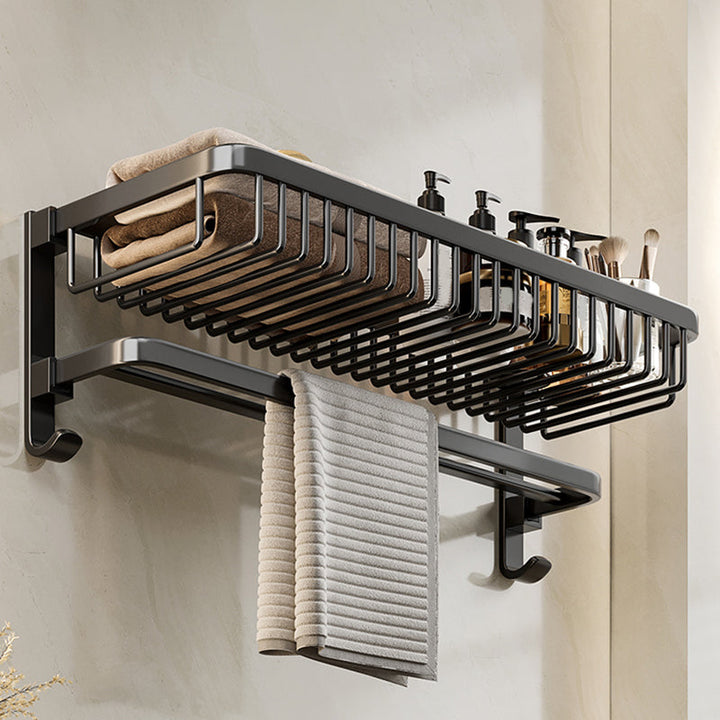 Lisslune | Modern Bathroom Accessories Set Black Bath Shelf Bath Accessories Set