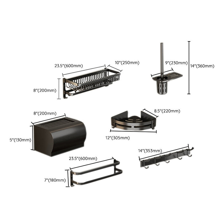 Lisslune | Modern Bathroom Accessories Set Black Bath Shelf Bath Accessories Set