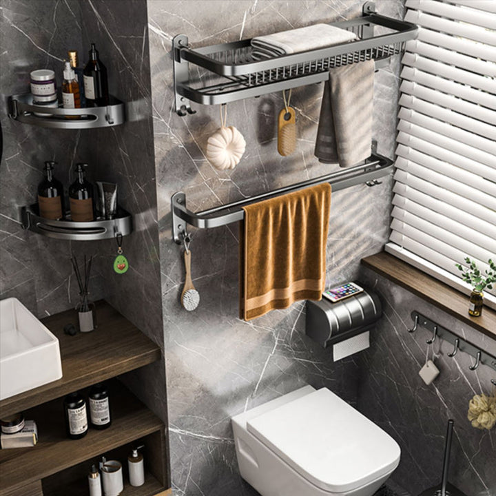Lisslune | Modern gray bathroom accessory set bathroom shelf bath hardware set
