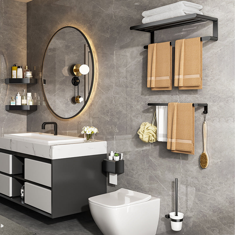 Lisslune | Modern Bathroom Set with Bath Shelf/Towel Holder & Paper Holder Black Bathroom Hardware