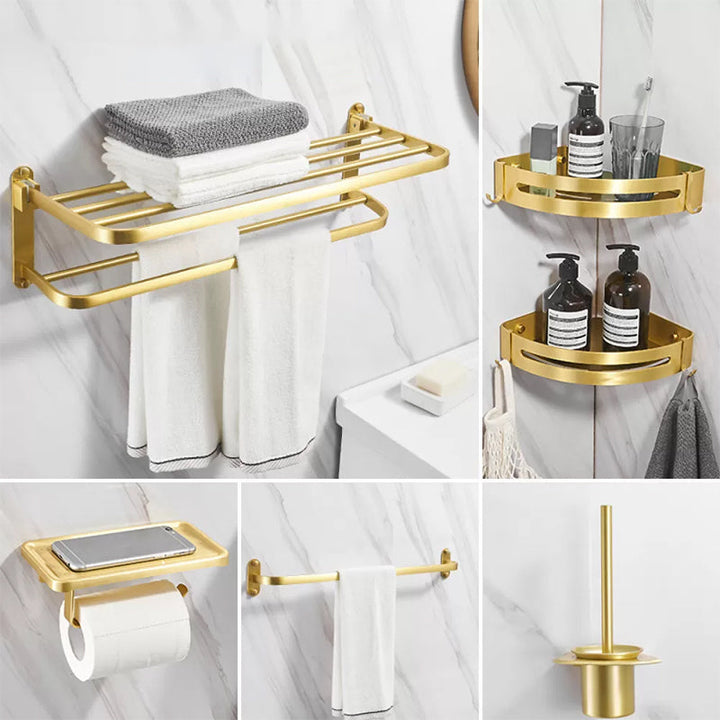 Lisslune | Modern Bathroom Hardware Paper Holder Bathroom Shelf Gold Bathroom Accessories Set
