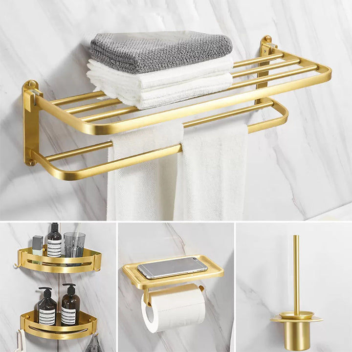 Lisslune | Modern Bathroom Hardware Paper Holder Bathroom Shelf Gold Bathroom Accessories Set