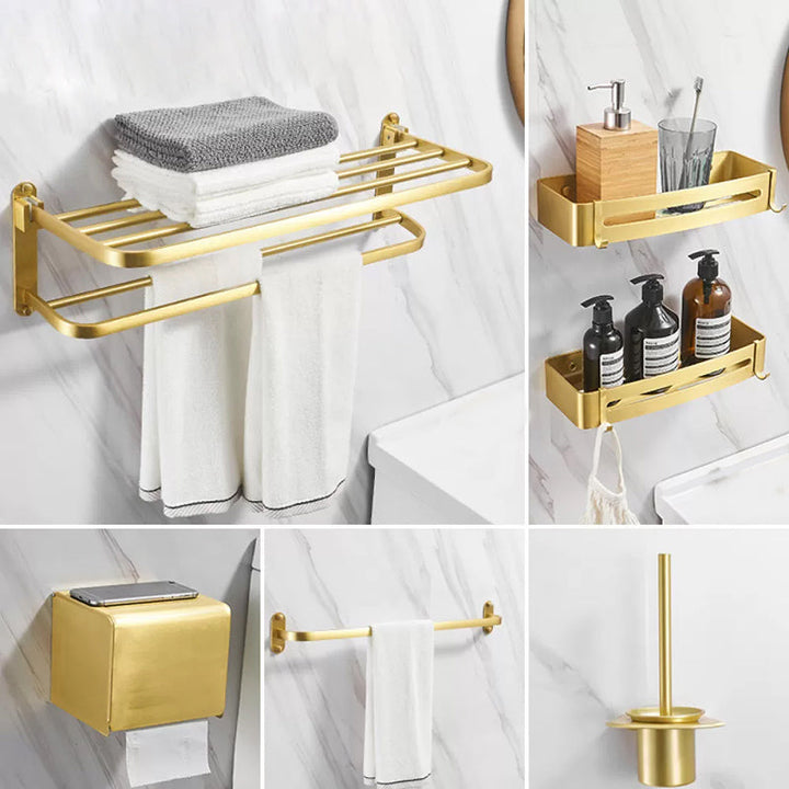 Lisslune | Modern Bathroom Hardware Paper Holder Bathroom Shelf Gold Bathroom Accessories Set