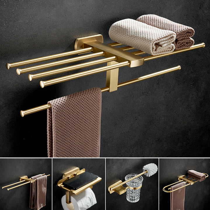 Lisslune | Traditional Golden Bath Accessories Set Brass Bathroom Accessories Kit