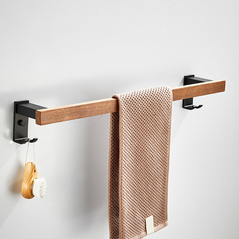 Lisslune | Wood and Aluminum Bath Accessory Set Black Bathroom Accessory Kit