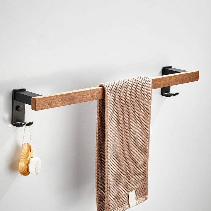 Lisslune | Wood and Aluminum Bath Accessory Set Black Bathroom Accessory Kit