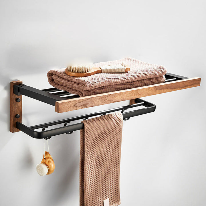 Lisslune | Wood and Aluminum Bath Accessory Set Black Bathroom Accessory Kit