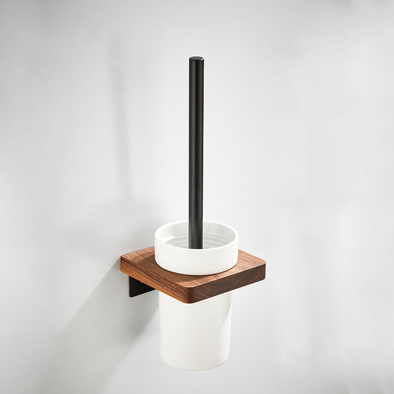 Lisslune | Wood and Aluminum Bath Accessory Set Black Bathroom Accessory Kit