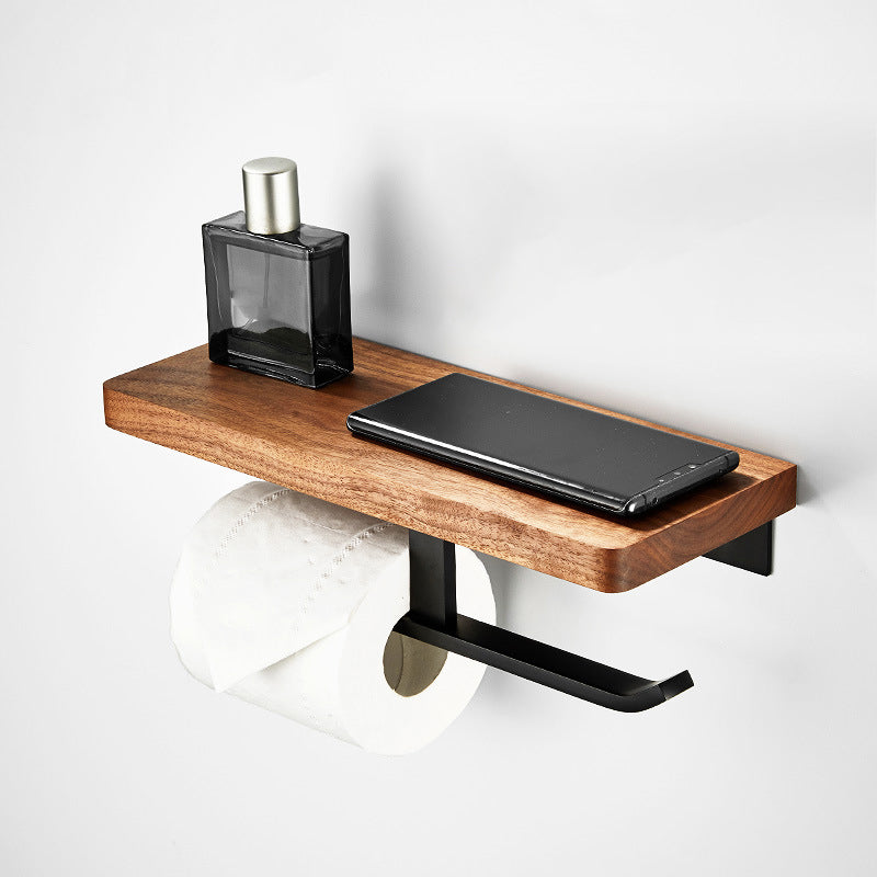 Lisslune | Wood and Aluminum Bath Accessory Set Black Bathroom Accessory Kit